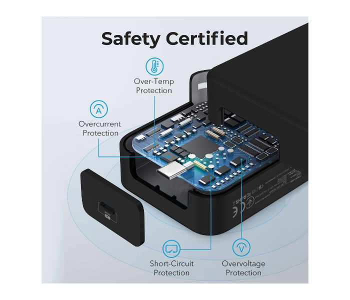 Promate POWERPORT-20PD USB-C Wall Charger with 20W Type-C Power Delivery - Black - Zoom Image 4