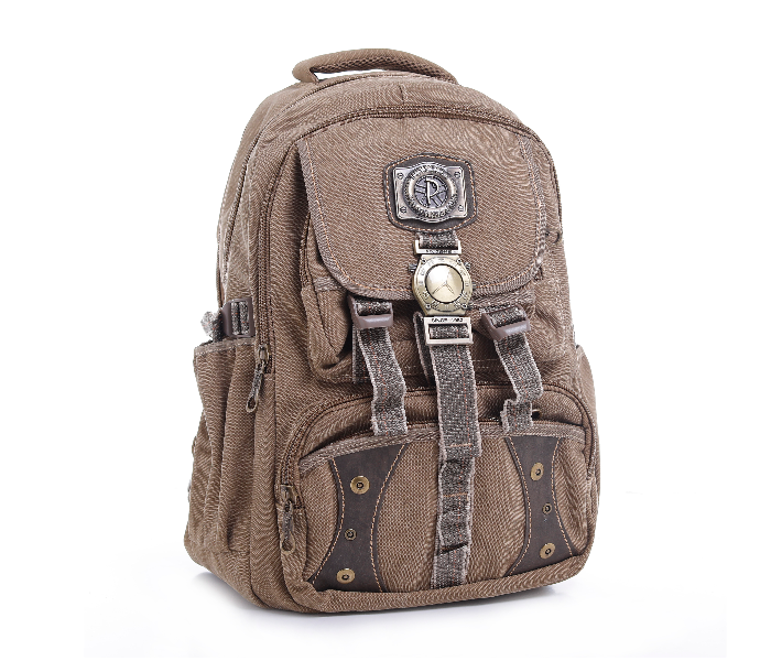 Para John PJBP6643A20-K 20 inch Canvas Leather Backpack - Khaki - Zoom Image 3