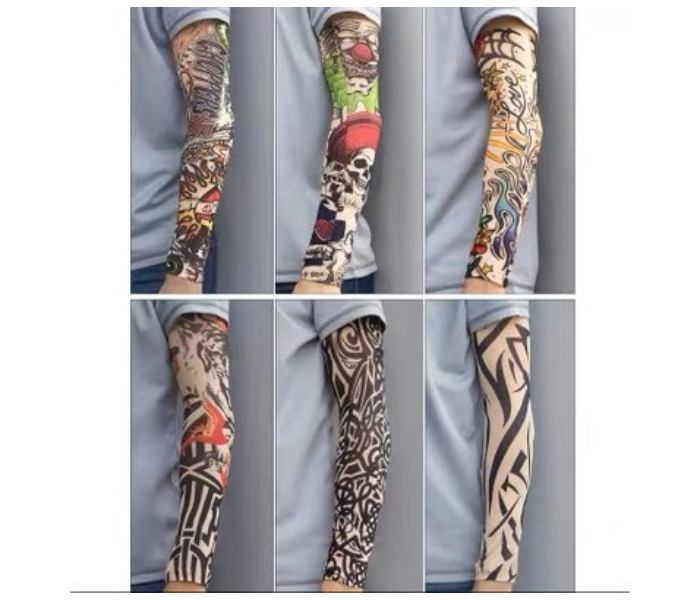 Arm Sleeves UV Protection Cooling Long Arm Cover Fast Dry For Cycling Random Tattoo Design - 5 Pairs - Zoom Image 3