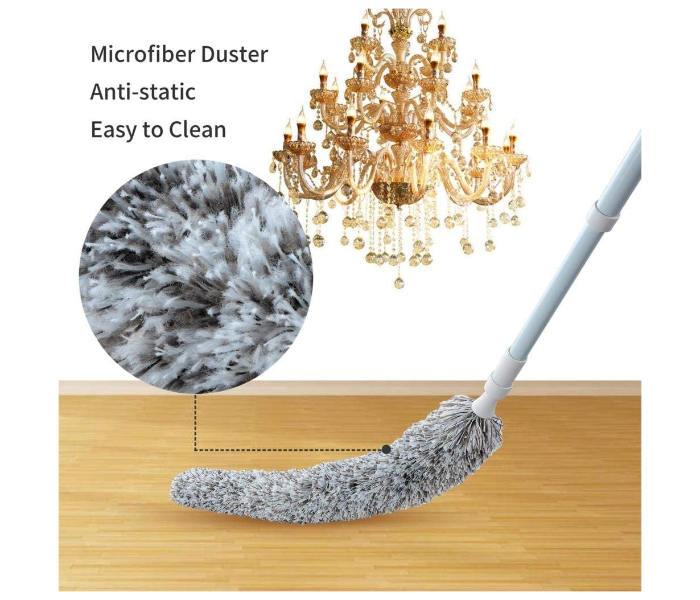 Generic Stretch Extendable Microfiber Adjustable Feather Duster with Extension Pole - Grey - Zoom Image 2