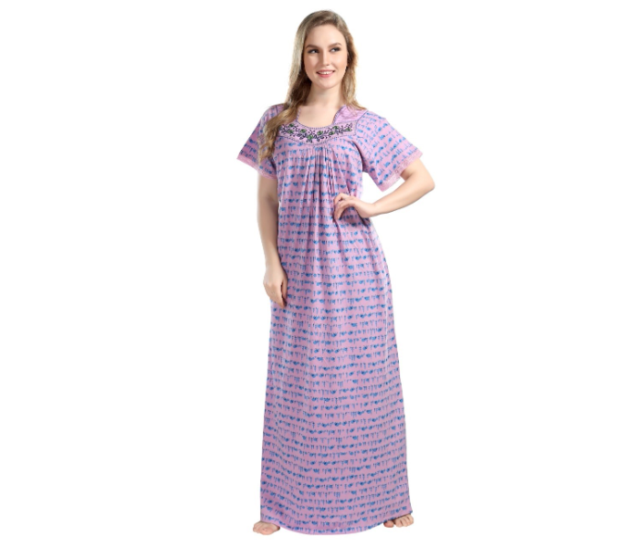 Faaiza Single Piece Free Size Hoisery Nightwear for Women - Purple - Zoom Image