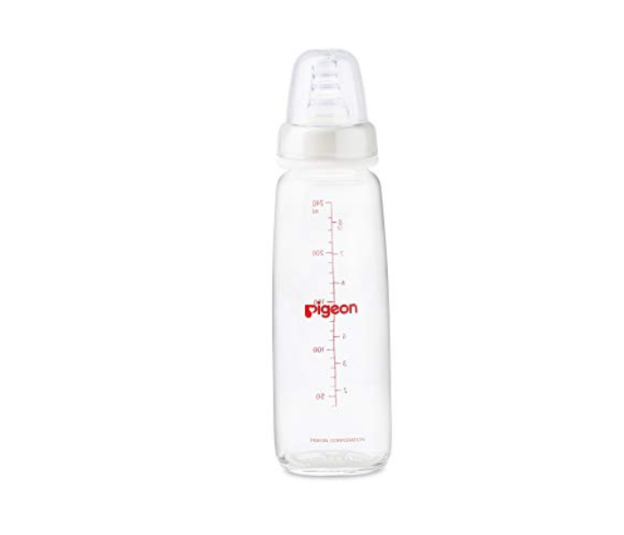 Pigeon 240ml K-8 Glass Feeding Bottle with Transparent Cap - White - Zoom Image