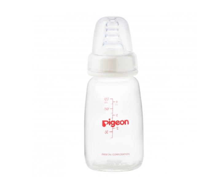 Pigeon 120ml K-4 Glass Feeding Bottle with Transparent Cap - White - Zoom Image