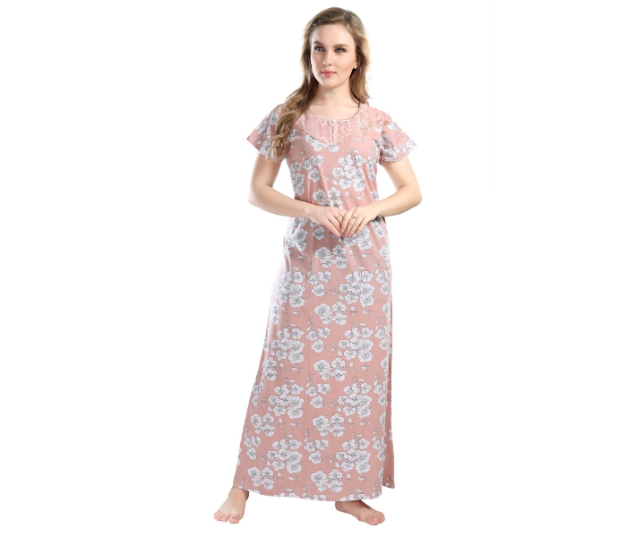 Faaiza Single Piece Free Size Hoisery Nightwear for Women - Peach - Zoom Image