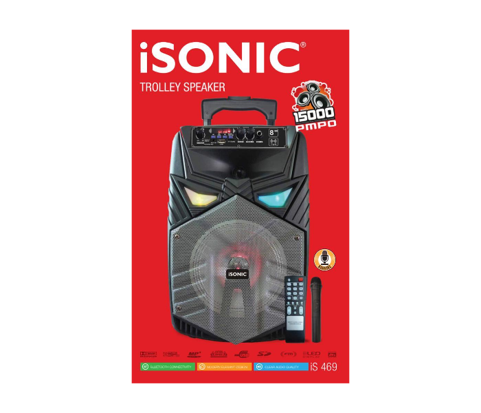 iSonic IS 469 8 inch Rechargeable Trolly Speaker - Black - Zoom Image