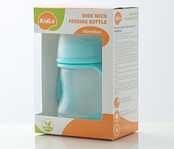 KidLe CJM0007 180ml Wide Mouth PP Feeding Bottle - Light Blue - Zoom Image 3