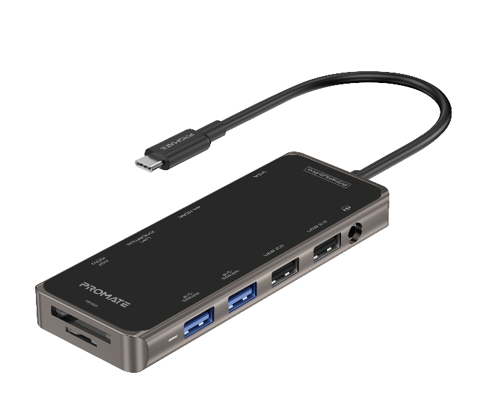 Promate PRIMEHUB-PRO 11 in 1 Type-C Multi-Port Adapter with 100W USB-C Power Delivery - Zoom Image 1