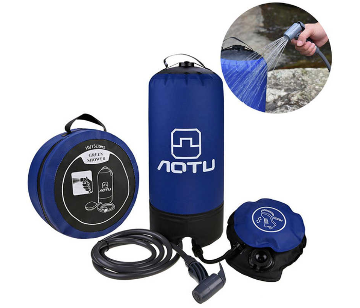 Notu Portable 11 Liter PVC Outdoor Pressure Shower Water Bag Camping Shower Set – Blue   - Zoom Image 1