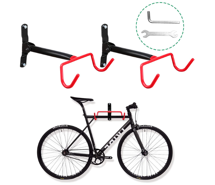 Indoor Bicycle Holder Wall Mount Hanger - Black and Red - Zoom Image 2