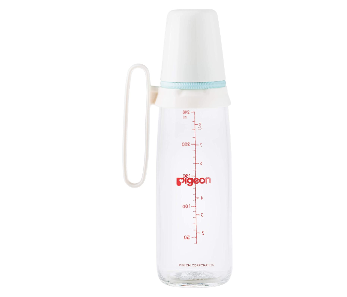 Pigeon 240ml Glass Feeding Bottle with Handle - Yellow - Zoom Image