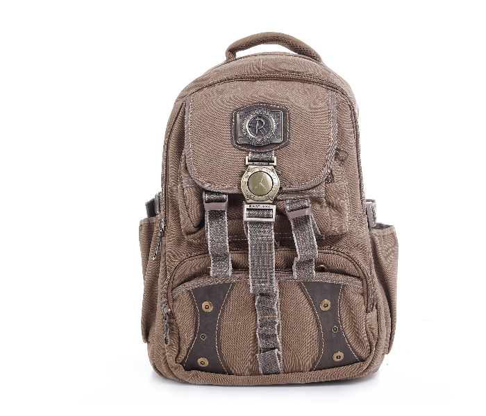 Para John PJBP6643A20-K 20 inch Canvas Leather Backpack - Khaki - Zoom Image 1