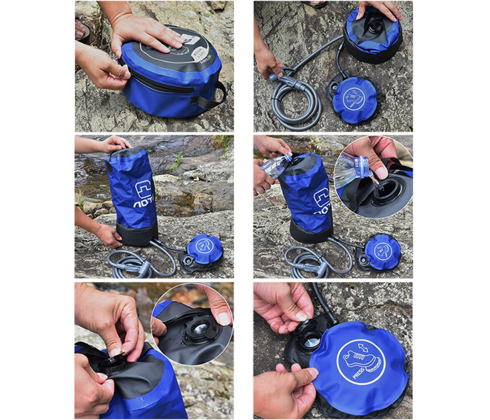 Notu Portable 11 Liter PVC Outdoor Pressure Shower Water Bag Camping Shower Set – Blue   - Zoom Image 6