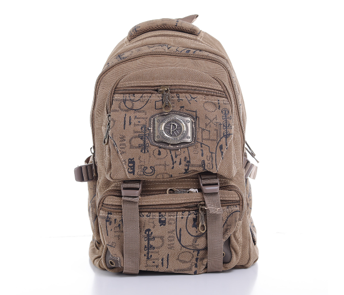 Para John PJBP6537A18-K 18 inch Canvas Leather Backpack - Khaki - Zoom Image 1