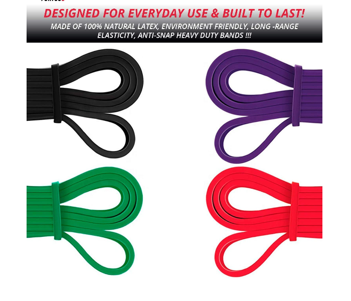 FORTUSS Drawstring Bag Pull Up Assistance Bands Set of 4 with Powerlifting Bands Extra Durable Workout Cross Training Exercise Bands Door Anchor and Handles Stretch Resistance Band Mobility  - Zoom Image 3