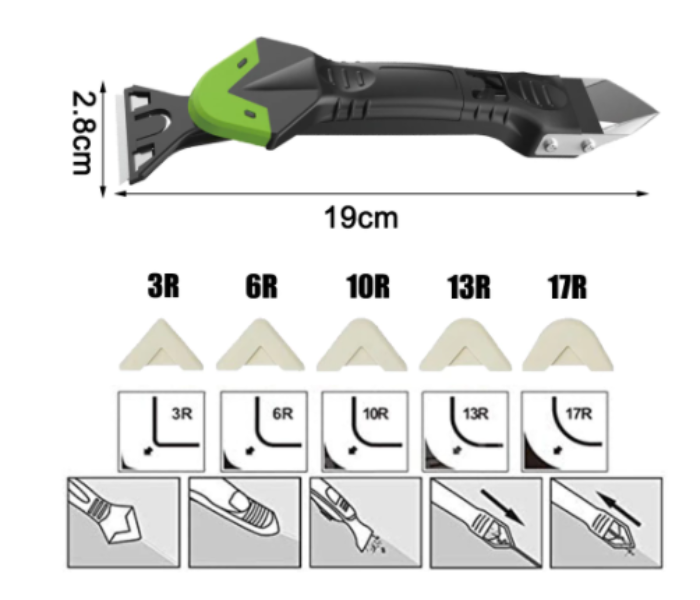 5 In 1 Silicone Remover Sealant Smooth Scraper with Seam Tape Plastic Hand Tool - Zoom Image 1