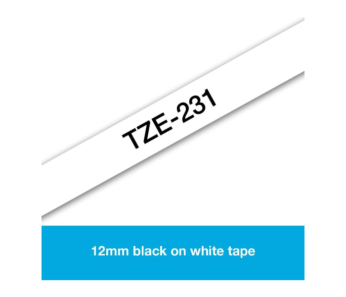 Brother TZE -231 12mm Black on White Label Tape - Zoom Image 4