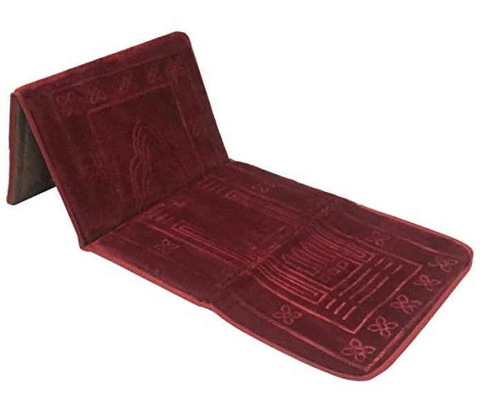 Foldable and Sitting Back Support Prayer Mat- Red - Zoom Image