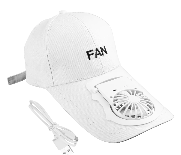 Sunscreen Fan Hat Summer Outdoor Sport Hats Sun Protection Cap With Solar Cool Fan Cycling Climbing Baseball Cap Cooler-White - Zoom Image 1