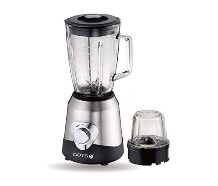 Dots BLD-G01 1.8 Liter 500W Blender With Clear Glass Jar And One Piece Of Grinder - Black and Silver - Zoom Image