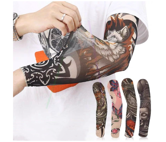 Arm Sleeves UV Protection Cooling Long Arm Cover Fast Dry For Cycling Random Tattoo Design - 3 Pairs - Zoom Image 2