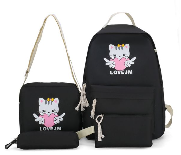 4 Pieces Unicorn Casual Backpack for Women - Black - Zoom Image