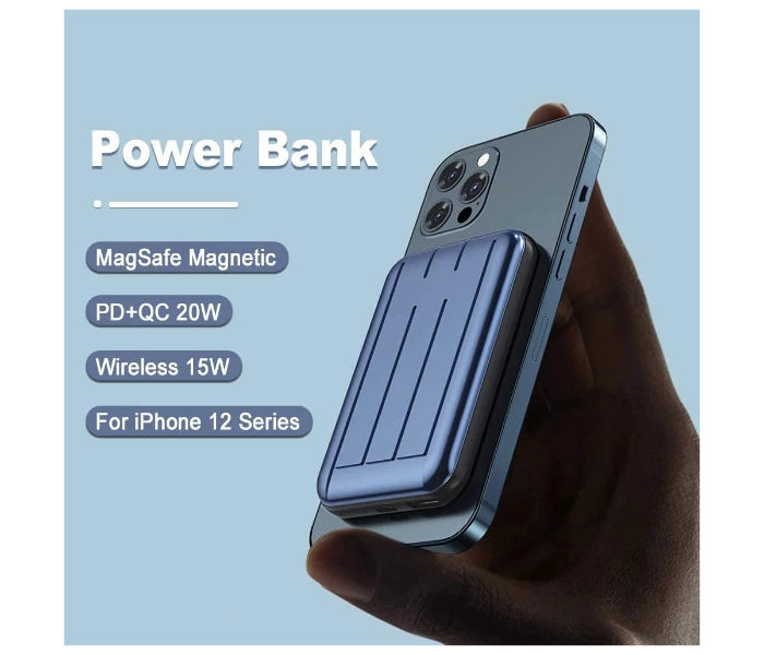 Magnetic 2 in 1 Wireless 15W Charger and Portable Power Bank for iPhone - Blue - Zoom Image 5