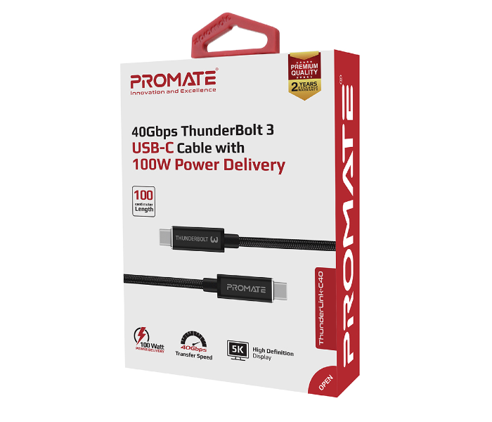 Promate THUNDERLINK-C40 100W USB- C Power Delivery Cable - Black - Zoom Image 6