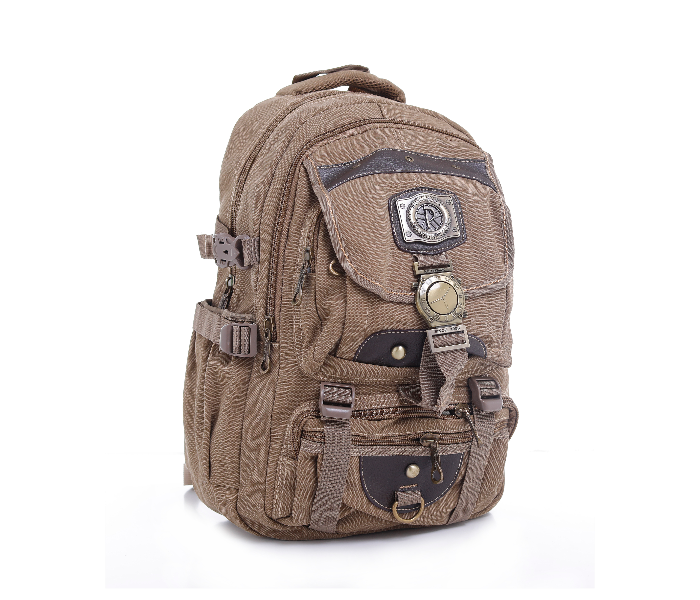 Para John PJBP6532A18-K 18 inch Canvas Leather Backpack - Khaki - Zoom Image 2