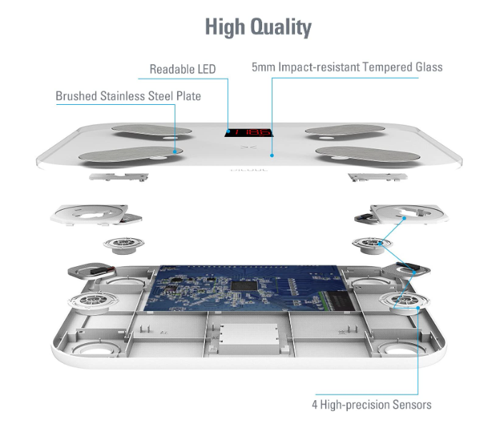 Xpicooc Mini Pro Smart Bluetooth Digital BMI Weight Bathroom Scale- White - Zoom Image 6