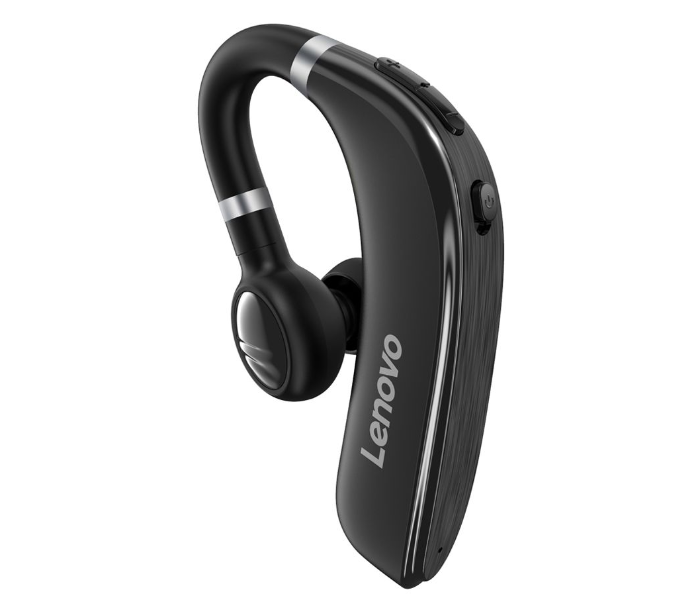 Lenovo HX106 Wireless Blutooth 5.0  Handsfree Ear-Hook Businesss Headset with Noise Cancelling Microphone For Calling while Working, Driving and Jogging - Black - Zoom Image 1