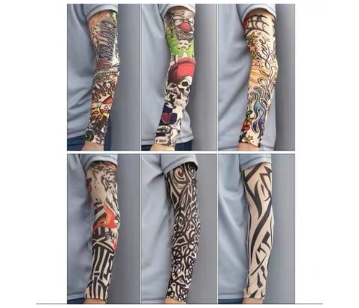 Arm Sleeves UV Protection Cooling Long Arm Cover Fast Dry For Cycling Random Tattoo Design - 1 Pair - Zoom Image 3