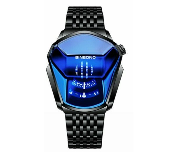 Diamond Style Waterproof Quartz Wristwatch- Black and Blue - Zoom Image 1