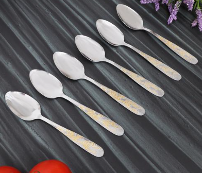 Delcasa DC1099 Stainless Steel Golden Desert Spoon - 6 Pieces - Zoom Image 1