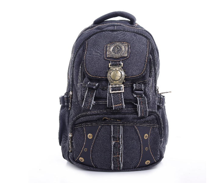 Para John PJBP6643A20-B 20 inch Canvas Leather Backpack - Black - Zoom Image 1