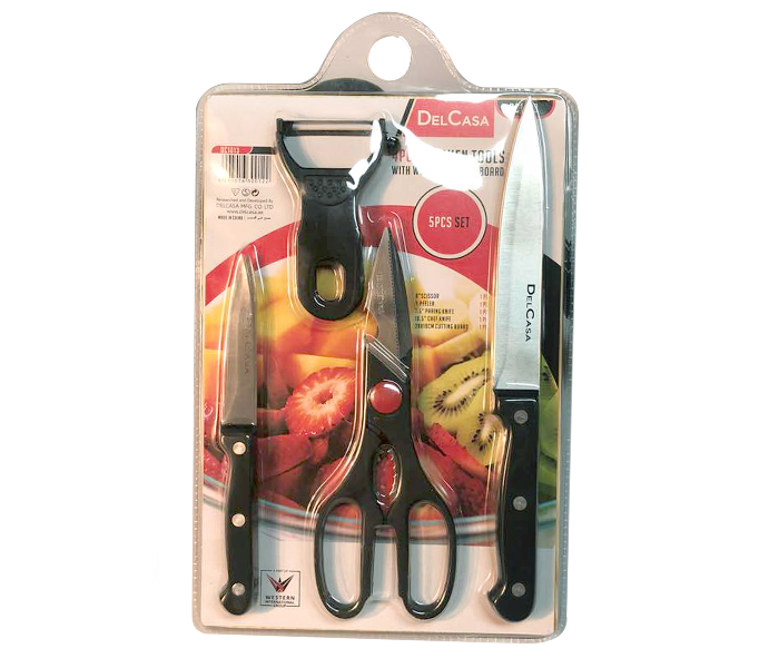 Delcasa DC1013 4Pc Kitchen Tools and Wooden Cutting Board - Zoom Image