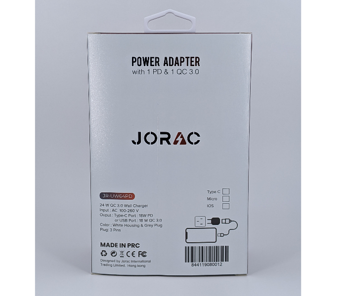 Jorac UW64 Micro USB Dual PD Port Quick Charger -White - Zoom Image 2