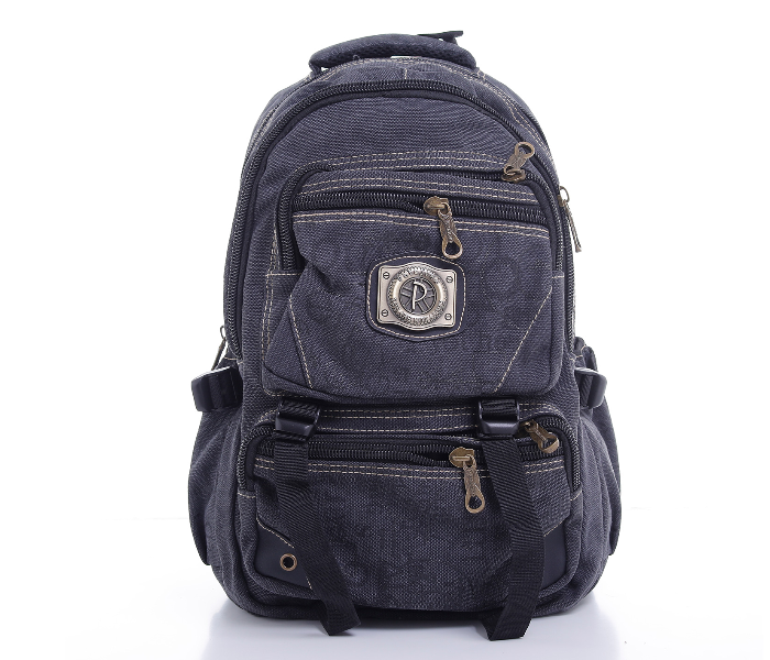 Para John PJBP6537A20-B 20 inch Canvas Leather Backpack - Black - Zoom Image 1