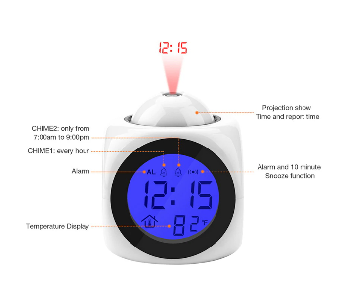 New Creative LCD Snooze Clock LED Projector Home Clock - Zoom Image 1