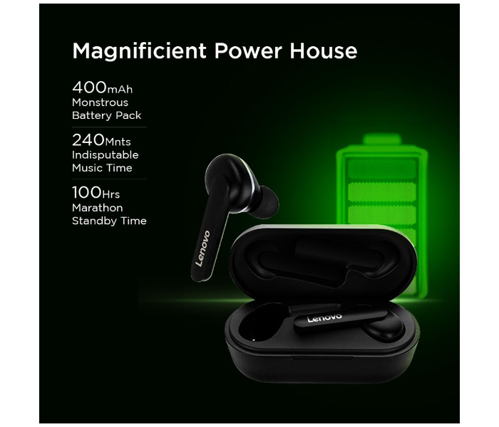 Lenovo HT28 Bluetooth 5.0 Hands-Free True Wireless Stereo In-Ear Earphones with Deep Bass and Noise cancellation For Calling and Listening Music -Black - Zoom Image 5