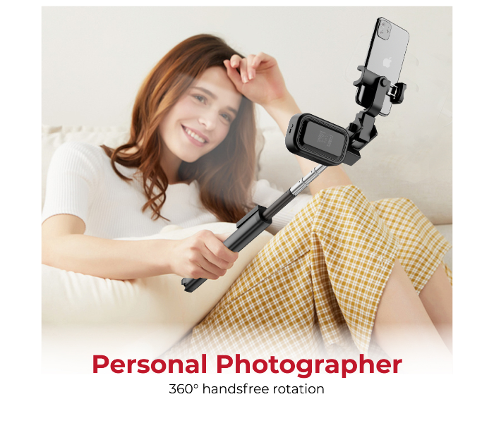 Promate MEDIAPOD Aluminum Extendable Bluetooth Selfie Stick with Built-In Tripod - Black - Zoom Image 6