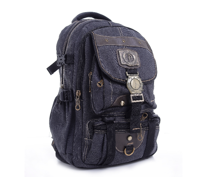 Para John PJBP6532A18-B 18 inch Canvas Leather Backpack - Black - Zoom Image 2