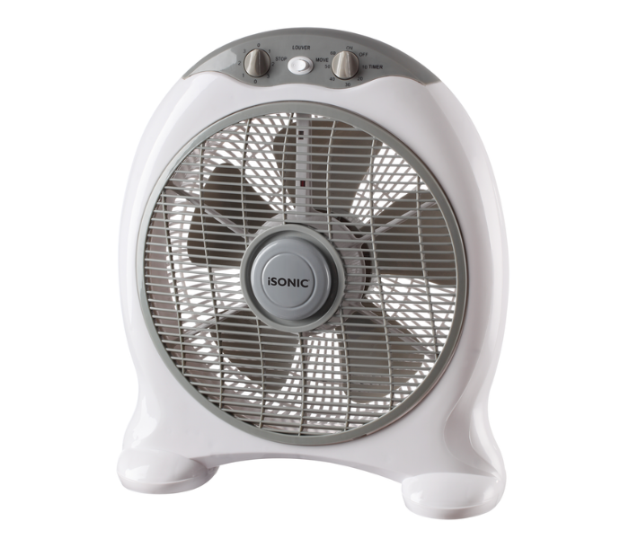 Isonci iF 326 12 Inch 42 Watts 5 Balde Leaf Aerodynamic Design Quiet Motor Box Fan - White and Grey - Zoom Image 1