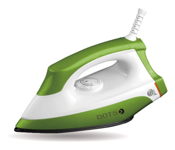 Dots SN-86A 1300W Dry Iron Box with High Quality Non Stick Sole Plate - White and Green - Zoom Image