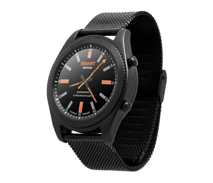 S9 Sporty HD 1.3 Inch Large Screen Stainless metal Strap Round Smart Watch-Black - Zoom Image 1