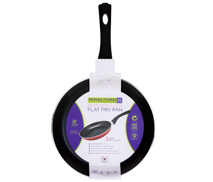 Royalford RF1262FP26 26 cm 3 Layer Non Stick Fry Pan – Black & Maroon - Zoom Image 3