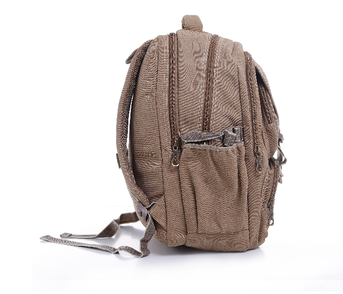 Para John PJBP6643A18-K 18 inch Canvas Leather Backpack - Khaki - Zoom Image 4