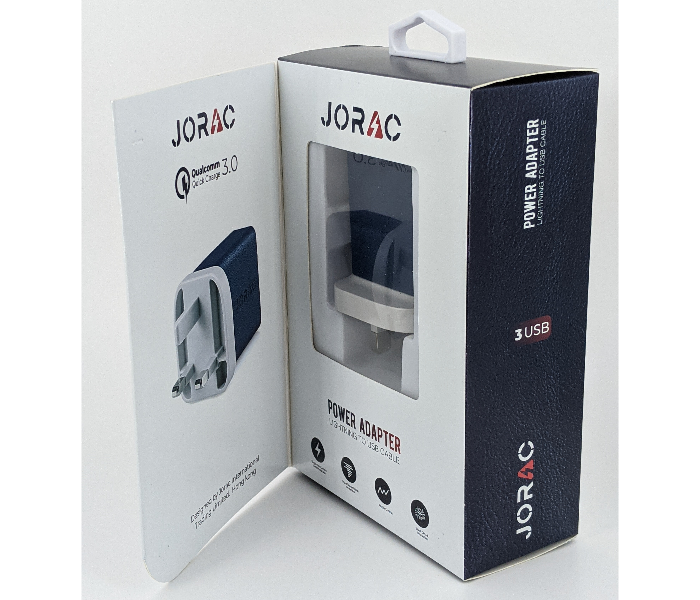 Jorac 28W Quick Charge 3.0 3 Port Power Adaptor - White and Black - Zoom Image 3