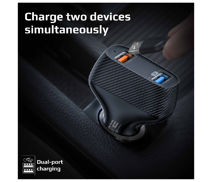 Promate DRIVEGEAR-30W Ultra Fast 30W Qualcomm Quick Charge 3.0 Car Charger - Black - Zoom Image 2