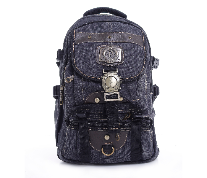 Para John PJBP6532A18-B 18 inch Canvas Leather Backpack - Black - Zoom Image 1