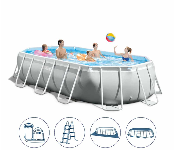 Intex 26798 Prism Frame Oval Swimming Pool 503x274x122cm Swimming Pool Complete Set with Ladder and Pump COVER AND GROUND CLOTH  - Zoom Image 2